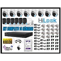 KIT 14 CÁMARAS SEGURIDAD AUDIO INCORPORADO FULL HD 1080P + DISCO 1TB